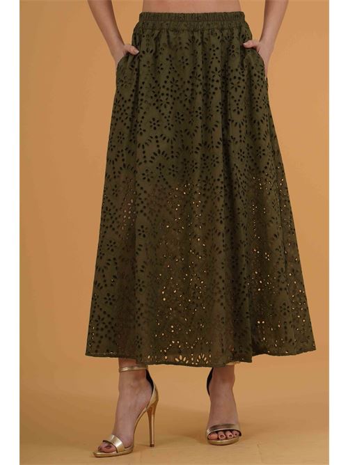 Gonna in pizzo san gallo Clips | G1029751VERDE MILITARE